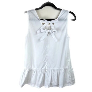 J Crew Bow-Back Peplum Tank Top White XXS Preppy Coquette Professional Corporate